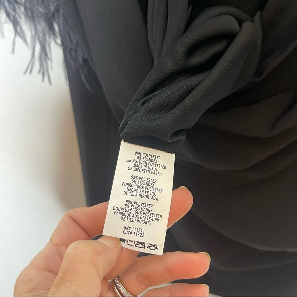 Jay X Jay Godfrey Womens Black Cocktail Budden Mini Dress Feather Sleeve New - Picture 13 of 14